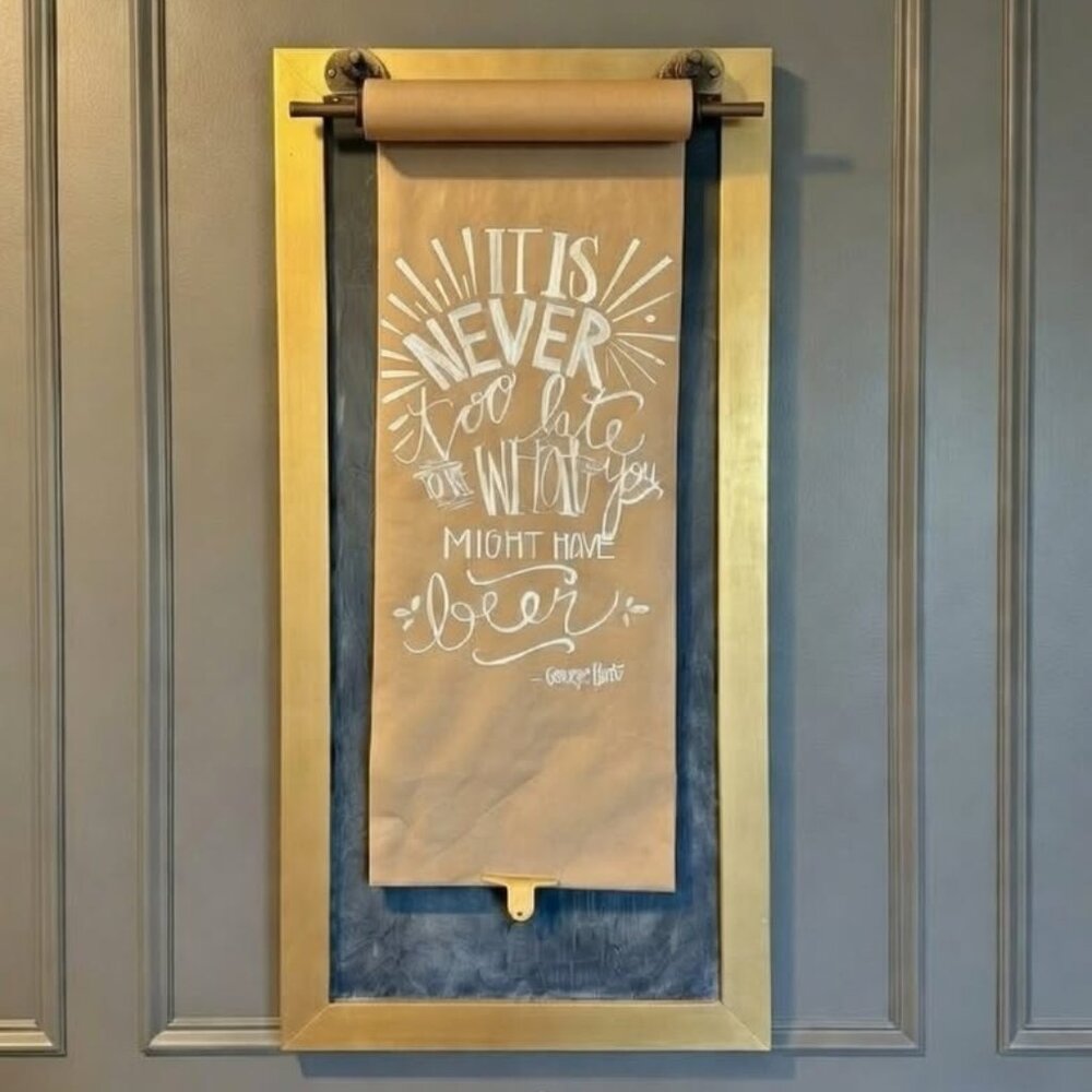 Large Framed Scroll Board/Chalkboard/Magnet